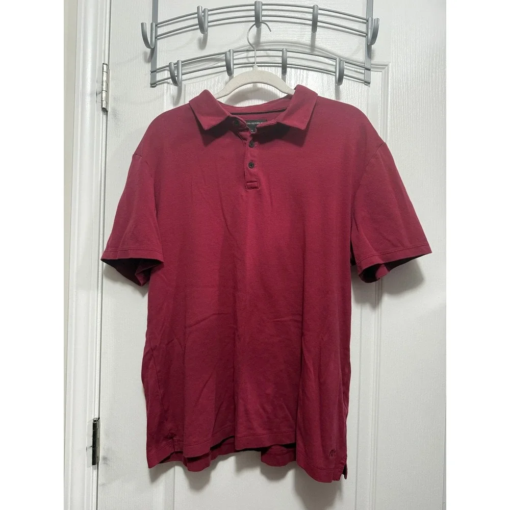 Banana Republic Mens Red Short Sleeve Collared Polo Shirt Size XL‎
